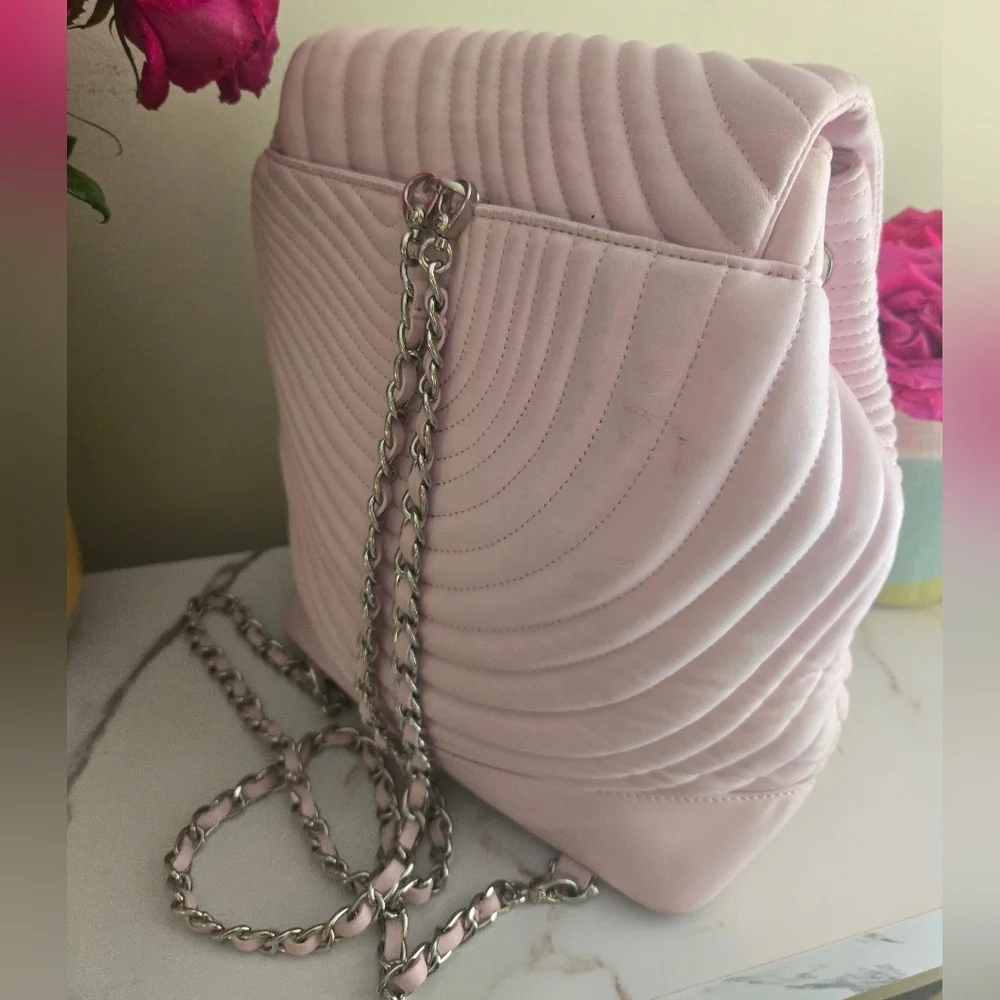 Vintage Rare Henri Bendel Convetible Light Pink Quilted Leather Backpack No 7